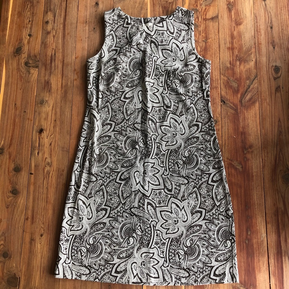 Talbots Brown Paisley Sleeveless Shift Dress